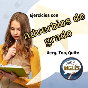 Chica con camisa amarilla muy emocionada por aprender inglés, ejercicios de just, still y yet, aprender inglés, mejorar inglés, estudiar inglés, práctica de inglés, inglés intermedio, inglés para hispanohablantes.